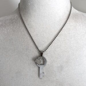 Silver Key to My Heart Necklace Minimalist Stainless Steel Lock & Key Pendant
